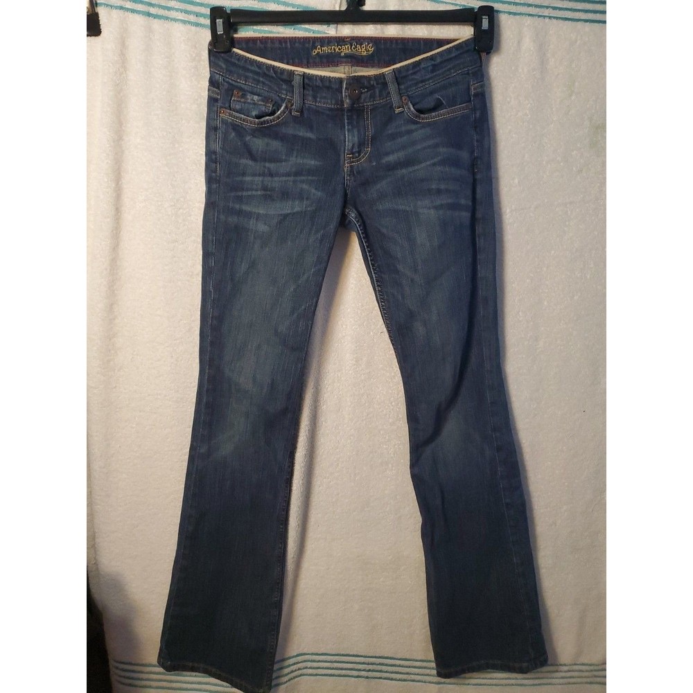 American Eagle Hipster Jeans Women's Size 4 Short Denim Blue Boho Flare Bell